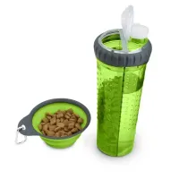 Бутылка для животных Snack-Duo для воды и корма со складной миской Green (3_03743) Бутылка для животных Snack-Duo для воды и корма со складной миской Green (3_03743)