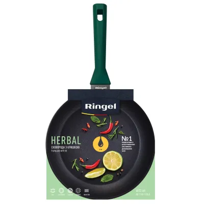 Сковорода Ringel Herbal 22 см Чорно-зелений (6806842)