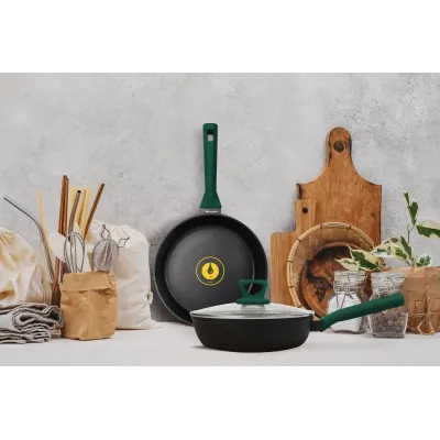 Сковорода Ringel Herbal 22 см Чорно-зелений (6806842)