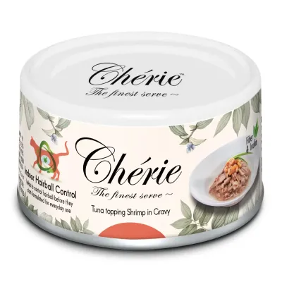 Корм вологий для котів Cherie Hairball Control Tuna & Shrimp з тунцем та креветками контроль грудок шерсті 80 г
