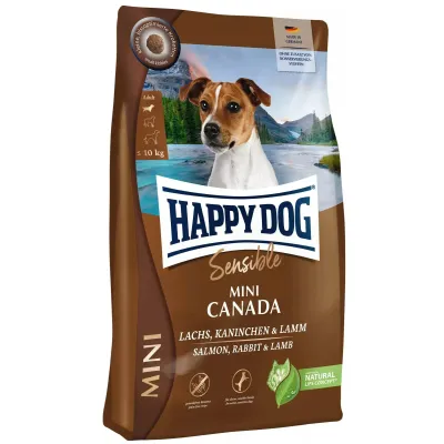 Сухой корм для собак мелких пород Happy Dog Sensible Mini Canada с лососем кроликом и ягненком 4 kg