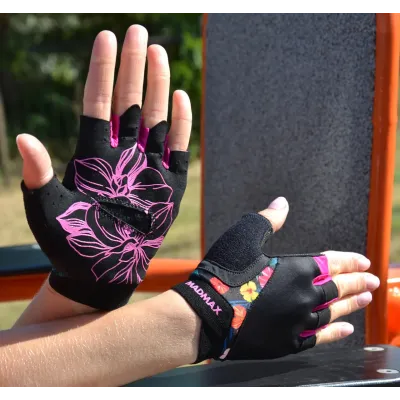 Перчатки для фитнеса MadMax MFG-770 Flower Power Gloves XS Black/Pink Перчатки для фитнеса MadMax MFG-770 Flower Power Gloves XS Black/Pink