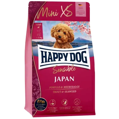 Корм для собак мелких и очень мелких пород Happy Dog мини XS Япония Цыпленок с форелью и водорослями 1,3 кг
