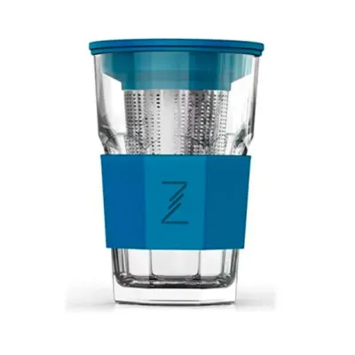 Заварник-стакан с силиконовой защитой и ситечком ZestGlass 415 мл blue DP83527 Pasabahce