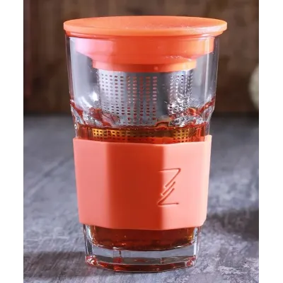Заварник-стакан с силиконовой защитой и ситечком ZestGlass 415 мл Orange DP83528 Pasabahce Заварник-стакан с силиконовой защитой и ситечком ZestGlass 415 мл Orange DP83528 Pasabahce