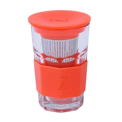 Заварник-стакан с силиконовой защитой и ситечком ZestGlass 415 мл Orange DP83528 Pasabahce
