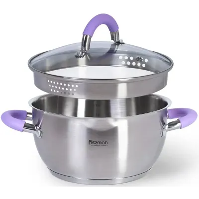 Кастрюля на 4.7л из нержавеющей стали Annette с крышкой-дуршлагом DP86336 Fissman