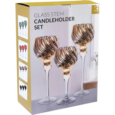 Декоративные стеклянные подсвечники Stylish gold 3 штуки DP96370 BonaDi Декоративные стеклянные подсвечники Stylish gold 3 штуки DP96370 BonaDi