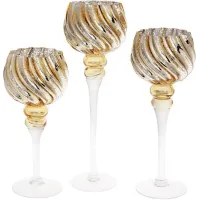 Декоративные стеклянные подсвечники Stylish gold 3 штуки DP96370 BonaDi Декоративные стеклянные подсвечники Stylish gold 3 штуки DP96370 BonaDi