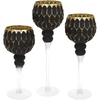Декоративные стеклянные подсвечники Golden black 3 штуки DP96371 BonaDi