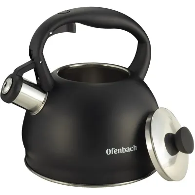 Чайник со свистком 2л черный матовый из нержавеющей стали DP97184 Ofenbach