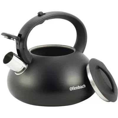 Чайник 2.5л черный матовый из нержавеющей стали со свистком DP97186 Ofenbach