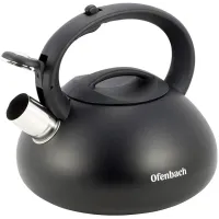 Чайник 2.5л черный матовый из нержавеющей стали со свистком DP97186 Ofenbach