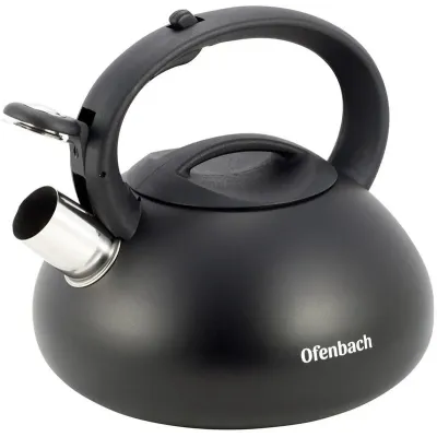 Чайник 2.5л черный матовый из нержавеющей стали со свистком DP97186 Ofenbach