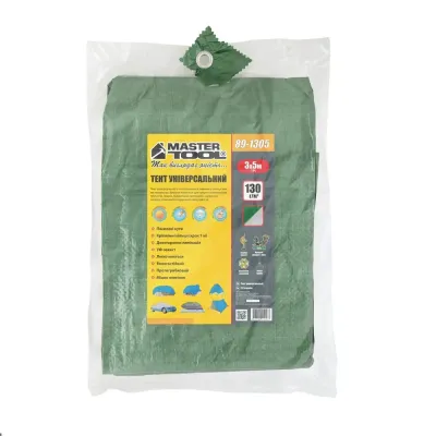 Тент двусторонний MASTERTOOL 3х5 м 130 г/м² Khaki and silverо (89-1305) Тент двусторонний MASTERTOOL 3х5 м 130 г/м² Khaki and silverо (89-1305)