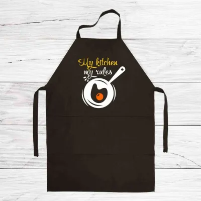 Фартух кухонний з принтом Кавун My kitchen my rules 68 см Чорний
