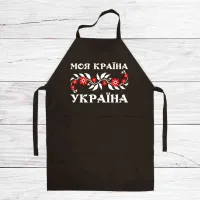 Фартух габардиновий з патріотичним принтом Кавун Моя країна Україна 68 см Чорний