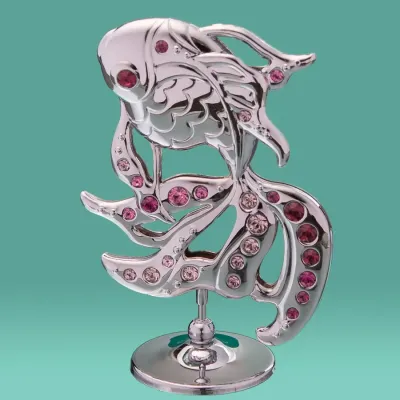 Мини статуэтка со стразами Fish Silver 9х9см AL219048 Crystocraft