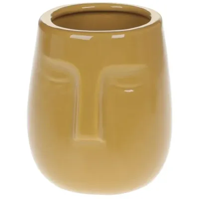 Ваза интерьерная Лицо фарфоровая диаметр 8,6х10см mustard BonaDi DP219236