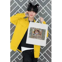 Еко-сумка шоппер з аніме принтом One Piece Ван-Піс Розшукова листівка Monkey Luffy Монки Луффі Кавун Бежевий