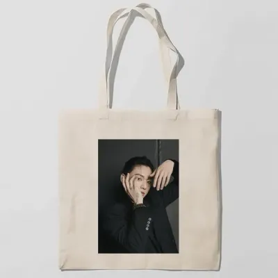 Эко-сумка шоппер с принтом Твой похититель Чон Чонгук - Jungkook Jeon 2 Кавун Бежевый