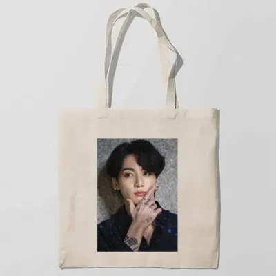 Эко-сумка шоппер с принтом Твой похититель Чон Чонгук - Jungkook Jeon 3 Кавун Бежевый