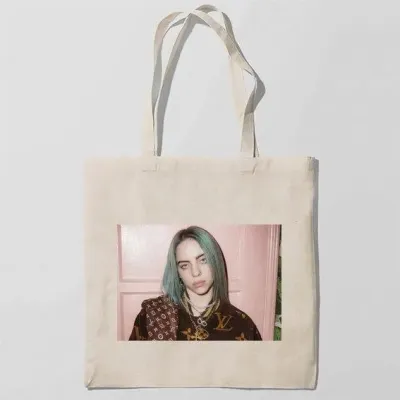 Еко-сумка шоппер з принтом Billie Eilish-Біллі Айліш Кавун Бежевий