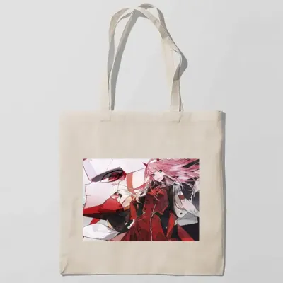 Еко-сумка шоппер з принтом Милий у Франксі Darling in the FranXX 5 Кавун Бежевий