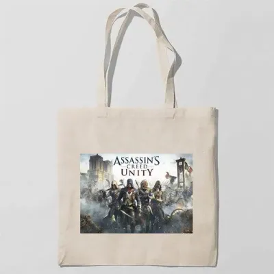 Эко-сумка шоппер с принтом Assassin's Creed unity Единство Кавун Бежевый