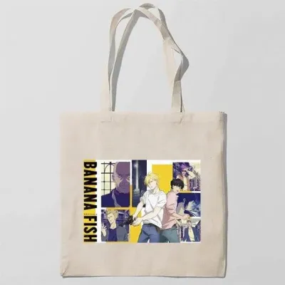 Эко-сумка шоппер с принтом Banana Fish - Банановая рыба 2 Кавун Бежевый