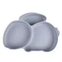 Трисекційна силіконова тарілка 2Life Кролик Y18 525 мл Сірий (v-11047)