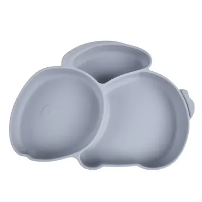 Трисекційна силіконова тарілка 2Life Кролик Y18 525 мл Сірий (v-11047)