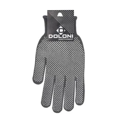 Перчатки Doloni серые нейлоновые с микроточкой ПВХ 13 класс 10 размер арт. 4413