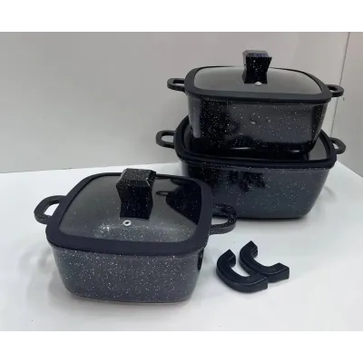 Набор кастрюль с антипригарным покрытием No Brand HK-323 черный (41924-HK-323 ЧЕРНЫЕ_1940) Набор кастрюль с антипригарным покрытием No Brand HK-323 черный (41924-HK-323 ЧЕРНЫЕ_1940)