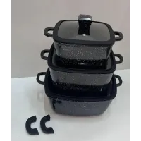 Набір каструль з антипригарним покриттям No Brand HK-323 чорний (41924-HK-323 ЧЕРНЫЕ_1940) Набір каструль з антипригарним покриттям No Brand HK-323 чорний (41924-HK-323 ЧЕРНЫЕ_1940)