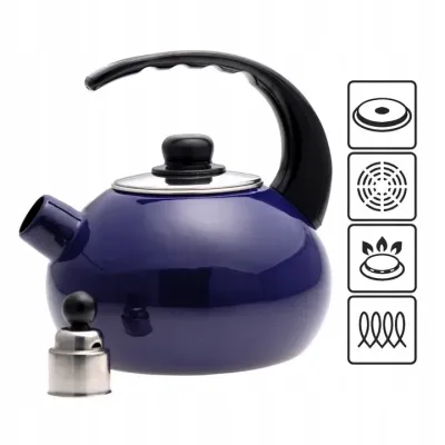 Чайник эмалированный со свистком Kamille KM-1039C 2.5 л Синий Чайник эмалированный со свистком Kamille KM-1039C 2.5 л Синий