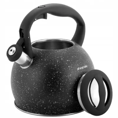 Чайник из нержавеющей стали и нейлоновой ручкой Kamille KM 1074 3 л Черный мрамор