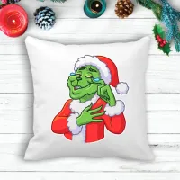 Подушка с новогодним принтом Гринч The Grinch В слезах Белый Кавун П003593