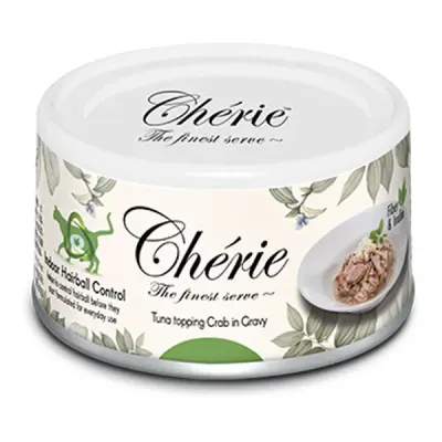 Влажный корм Cherie Hairball Control Pettric для кошек контроль образования комочков шерсти тунец и краб 80 г