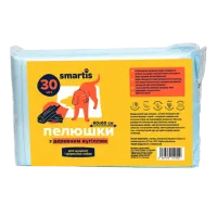 Пеленки Smartis 60*60 см 30 шт для собак и щенков антибактериальные с древесным углем