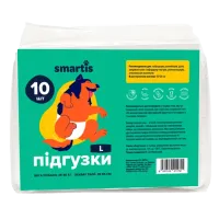 Підгузки Smartis L 10 шт для сук для щоденного використання 53x26 см для собак Підгузки Smartis L 10 шт для сук для щоденного використання 53x26 см для собак
