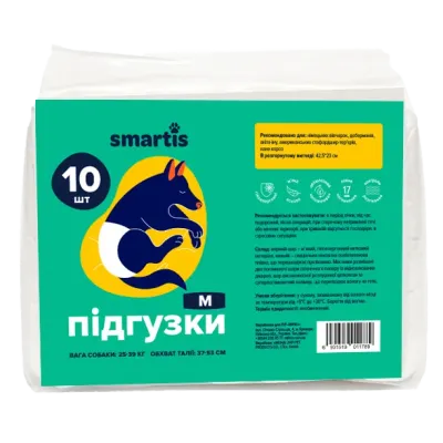Підгузки Smartis для собак сук М 42,5х23 см 25-39 кг 10 шт