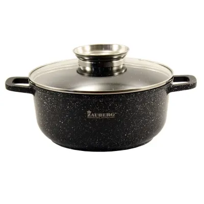 Кастрюля алюминиевая с мраморным покрытием 2,3л Zauberg ZB-0320-BL