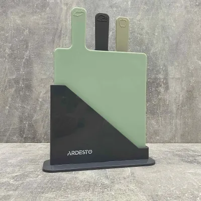 Набор кухонных досок на подставке 3 шт 24,1*33*7,9 см пластиковые Ardesto Fresh AR1403GB Набор кухонных досок на подставке 3 шт 24,1*33*7,9 см пластиковые Ardesto Fresh AR1403GB