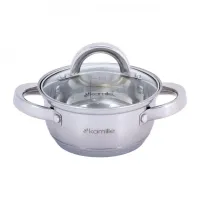 Кастрюля из нержавеющей стали 1 л со стеклянной крышкой Kamille Classic KM-5614S Кастрюля из нержавеющей стали 1 л со стеклянной крышкой Kamille Classic KM-5614S