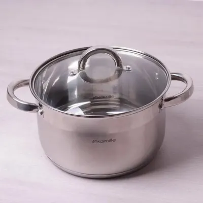 Кастрюля 5,1 л из нержавеющей стали с крышкой и полыми ручками Kamille KM-5622S