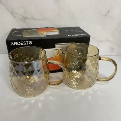 Набір чашок боросилікатне скло 2 шт 350 мл Ardesto Golden Moon AR2635GG