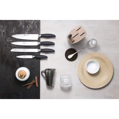 Набір з 5 кухонних ножів та підставки Gerlach Style Plus (5901035504851) Набір з 5 кухонних ножів та підставки Gerlach Style Plus (5901035504851)
