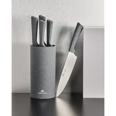 Набір з 5 кухонних ножів та підставки Gerlach Smart Granit (5901035502864)
