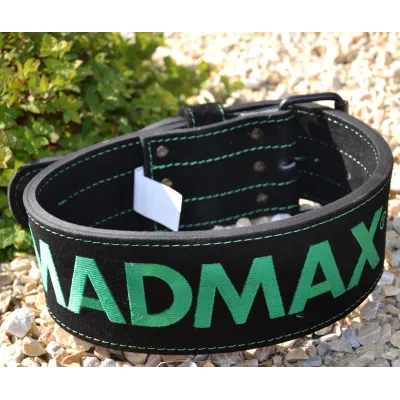 Пояс для тяжелой атлетики MadMax MFB-301 Suede Single Prong кожаный Black/Green XXL